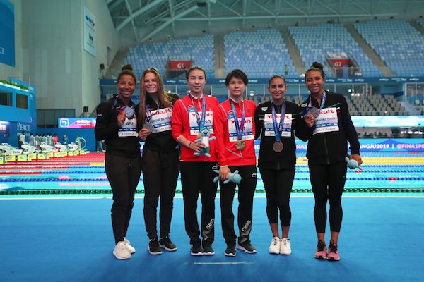 Paola Espinosa Melany Hernandez Medalla bronce mundial de natacion Corea