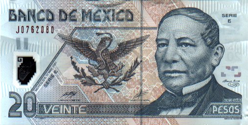 billete 20 pesos plastico